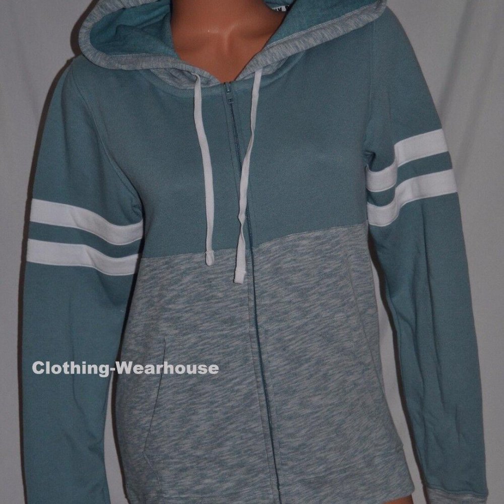 Victoria's Secret PINK Blue Logo Perfect Full Zip Hoodie Sweatshirt S new